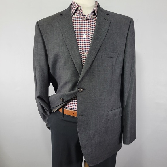 Lauren Ralph Lauren Men's Sport Coat Blazer‎ Two Button Birds Eye Wool Gray 48R